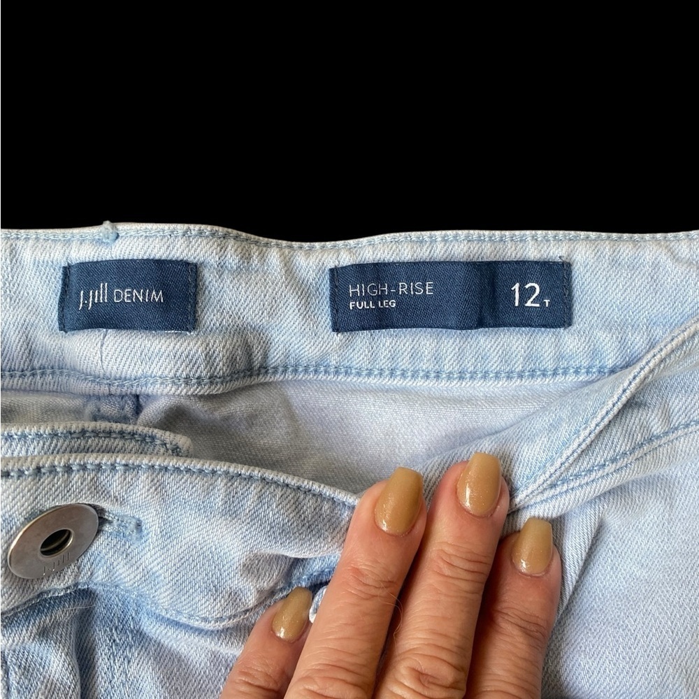 J. Jill Women’s High Rise Full Leg Light Blue Denim Zip Fly Jean SZ 12 Tall EUC - Picture 6 of 10